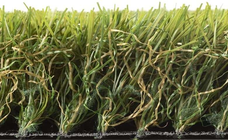 Abb. Nahaufnahme des Kunstrasenmodells "Luxemburg" zur Veranschaulichung der unterschiedlichen Farbtöne der Kunstgrashalme